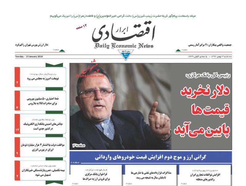 عناوین روزنامه‌های اقتصادی ۳ بهمن ۹۶/ ارز در بحران بی‌تدبیری +تصاویر