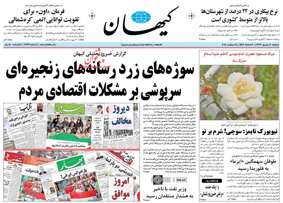 عناوین روزنامه‌های سیاسی ۲۰ شهریور ۹۶ / بحران درک بحران +تصاویر