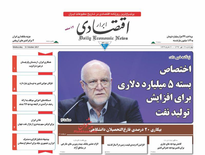 عناوین روزنامه‌های اقتصادی ۱۹ مهر ۹۶ / ترمز «دلار» برید +تصاویر