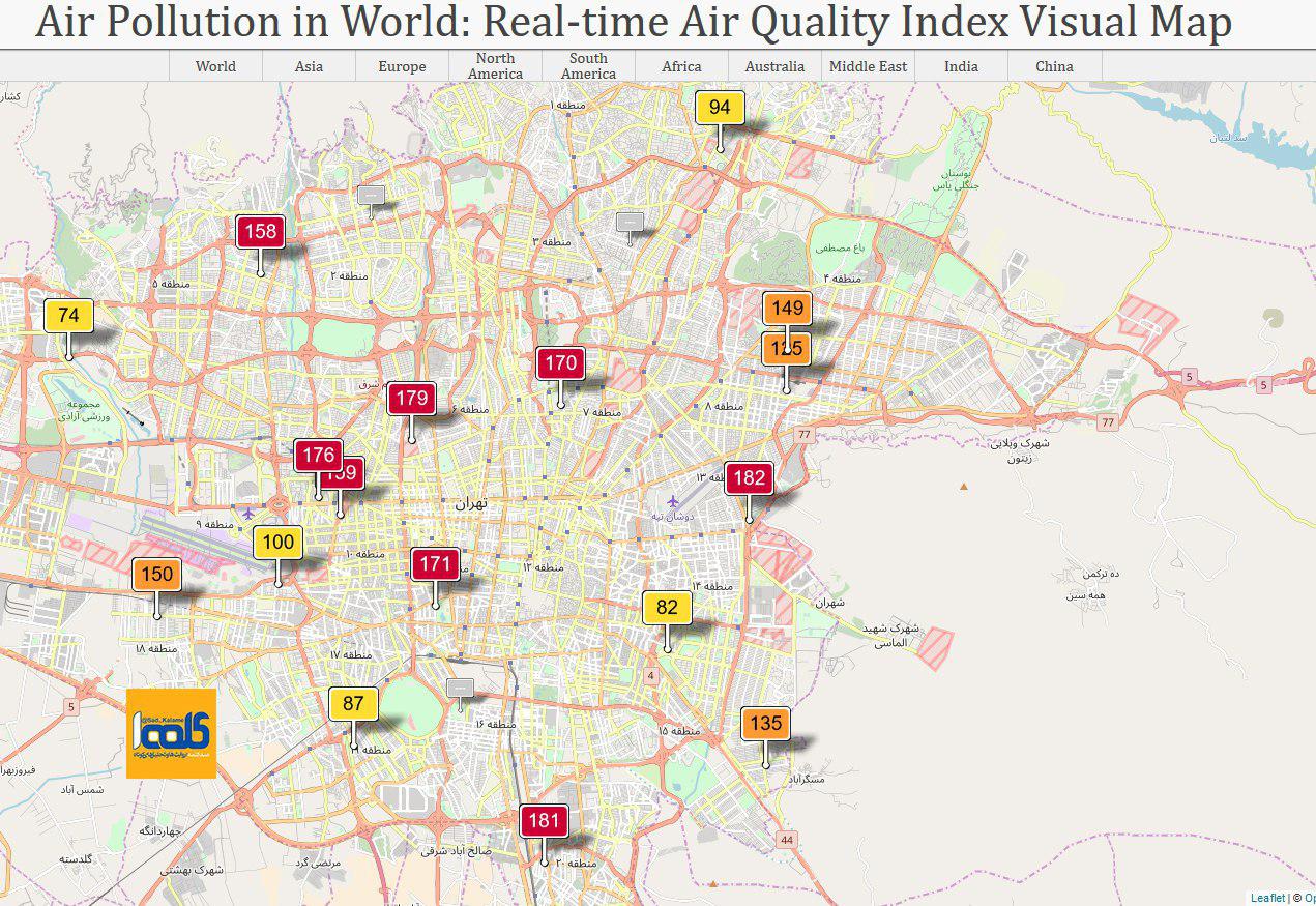 روند آلودگی هوا در تهران صعودی است/معرفی آلوده‌ترین نقاط پایتخت
