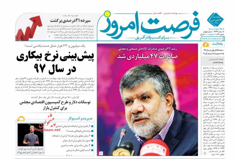 عناوین روزنامه‌های اقتصادی 16 فروردین ۹۷/ شاه کلید‌های حمایت از کالای ایرانی +تصاویر