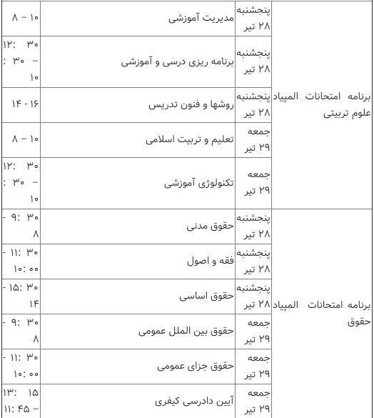 جدول برنامه امتحانات بیست‌وسومین المپیاد علمی دانشجویی کشور منتشر شد