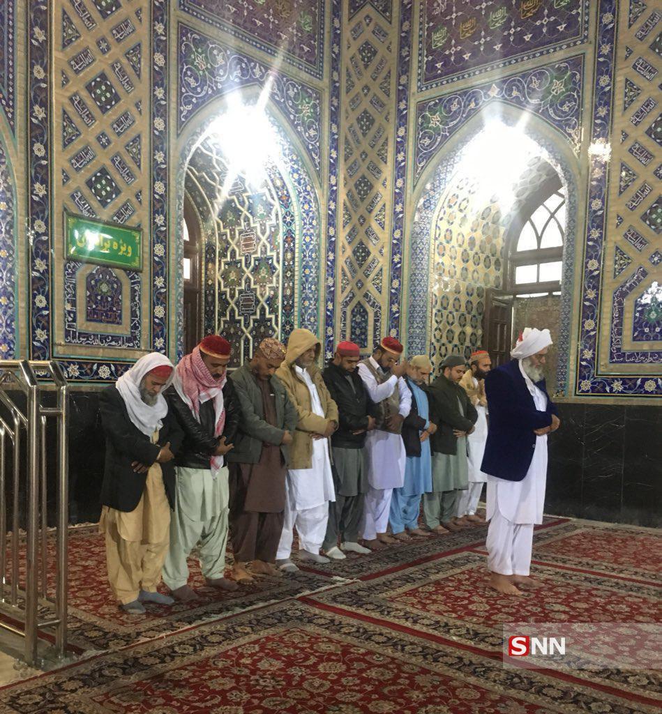 نماز جماعت اهل سنت در حرم امام رضا(ع) +عکس