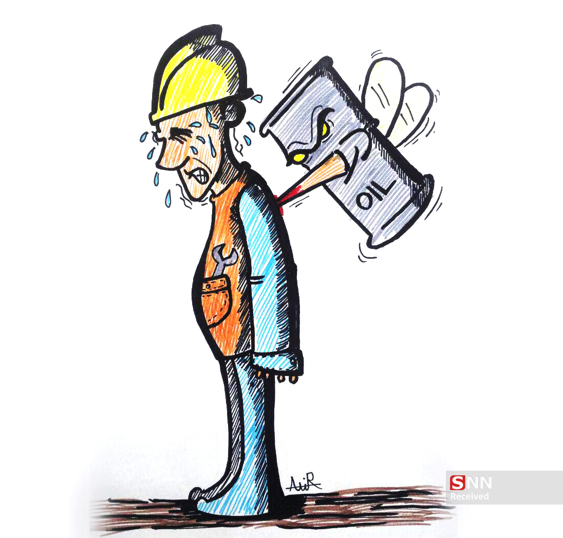 کاریکاتور / بلای اقتصاد نفتی به جان کارگر ایرانی