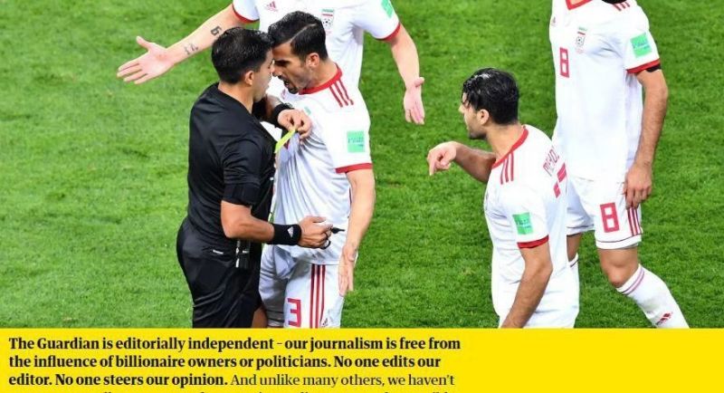 گزارش گاردین از خشونت علیه داوران فوتبال با تصویری از ملی پوشان ایران+عکس