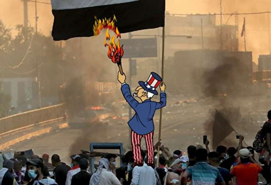 کاریکاتور نقش آمریکا در ناآرامی‌های عراق