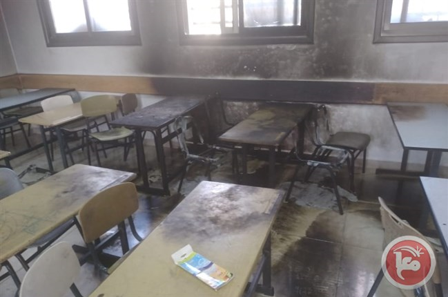 شهرک‌نشینان صهیونیست‌ها مدرسه فلسطینی را به آتش کشیدند