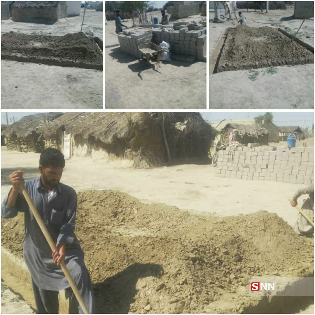 ساخت منزل مسکونی در منطقه سیل زده سیستان و بلوچستان آغاز شد + عکس