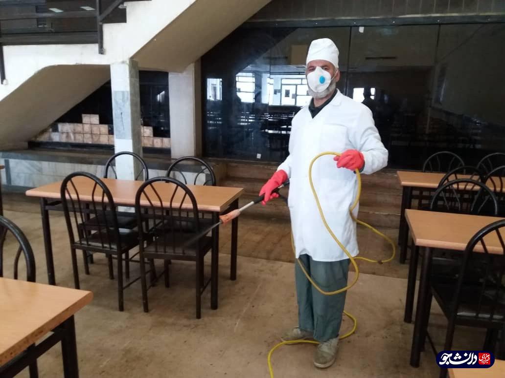 ضدعفونى تمامی فضاهای دانشگاه کردستان به منظور جلوگیری از شیوع ویروس کرونا
