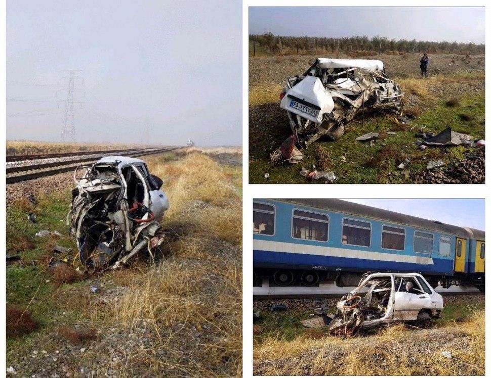 عکس| تصادف «پراید» با «قطار» در بزرگراه قزوین!