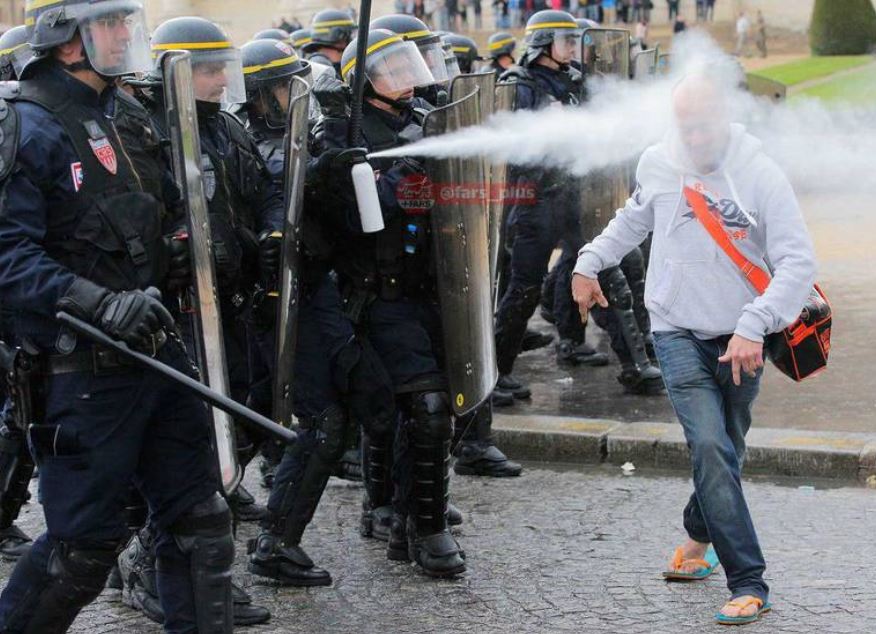 عرق زرد بر پیشانی فرانسه/ سرکوبگری که از حقوق بشر دفاع می‌کند