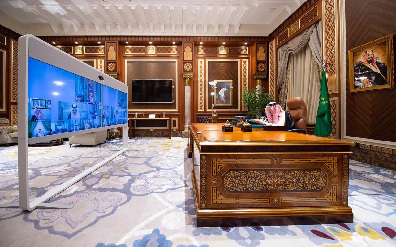 عکس| حضور مجازی پادشاه سعودی در جلسه هیئت دولت عربستان