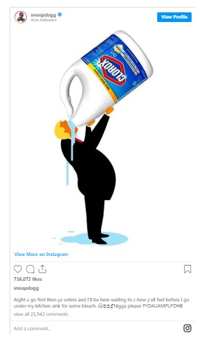 خواننده آمریکایی تصویر «ترامپ در حال نوشیدن مایع شوینده» را منتشر کرد
