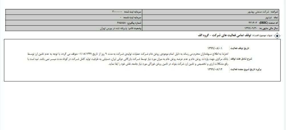ماجرای توقف خط تولید روغن شرکت بورسی غبشهر/ پای دولت عربستان سعودی درمیان است؟!