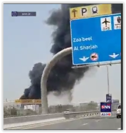 آتش‌سوزی در بندر «جبل علی» دبی