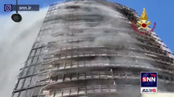 یک برج مسکونی در میلان ایتالیا بطور کامل در آتش سوخت. گفته می‌شود ساکنان آن قبل از سرایت حریق تخلیه شده بودند