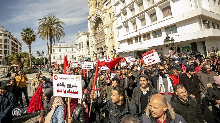 تظاهرات ضددولتی هزاران تونسی با طعم حمایت از ملت فلسطین + تصاویر
