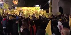 شادی حامیان حزب‌الله در پی پیروزی برخی نامزدهایشان + فیلم