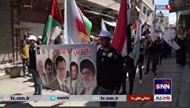 حضور گسترده پناهندگان فلسطینی در حلب در راهپیمایی روز قدس