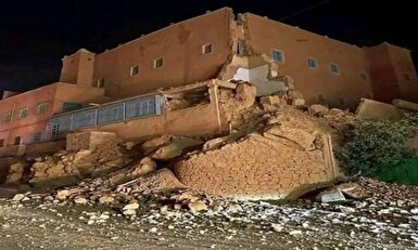 تصاویری دیگر از ریزش ساختمان براثر زلزله شدید در مغرب