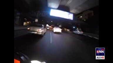 فیلم تعقیب موتور سیکلت سارقین زورگیر توسط واحد گشت کلانتری ۱۰۱ تجریش