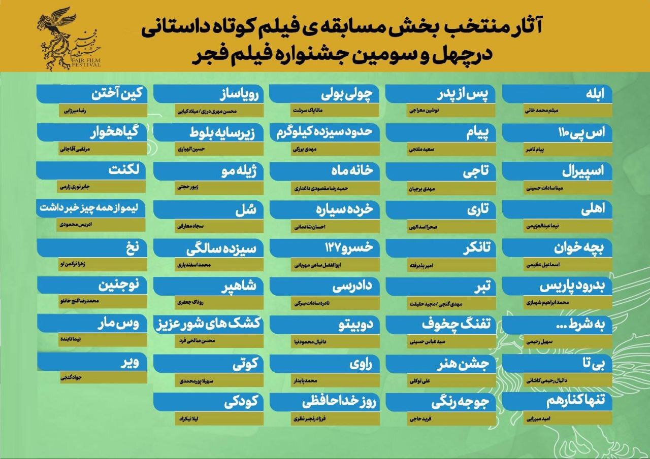 اعلام فیلم‌های بخش مسابقه کوتاه داستانی فجر 43