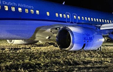 خروج هواپیمای KLM (هواپیمایی سلطنتی هلند) از باند فرودگاه اسلو به دلیل نقص فنی