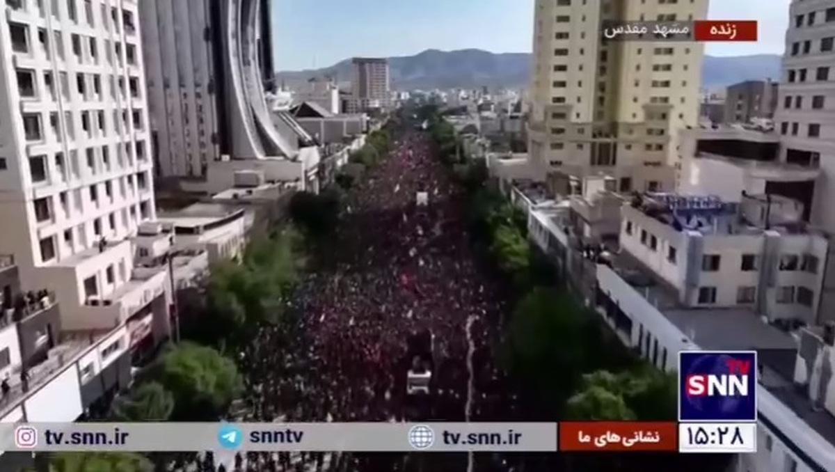 تصاویر هوایی از تشییع تاریخی شهید جمهور در مشهد