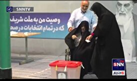عفت مرعشی همسر مرحوم هاشمی رفسنجانی در حسینیه جماران رای خود را به صندوق انداخت