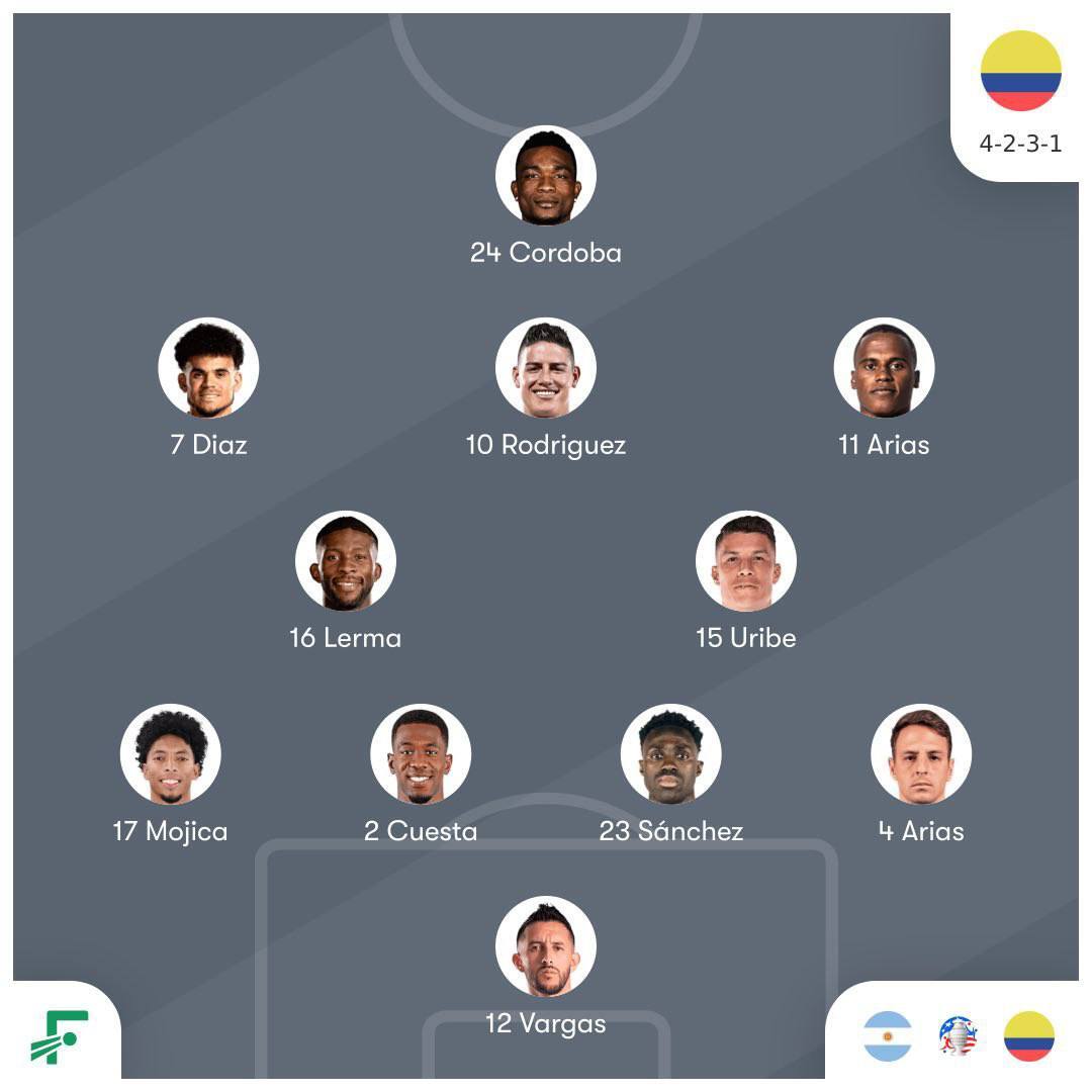 اعلام ترکیب آرژانتین و کلمبیا برای بازی فینال کوپا آمریکا