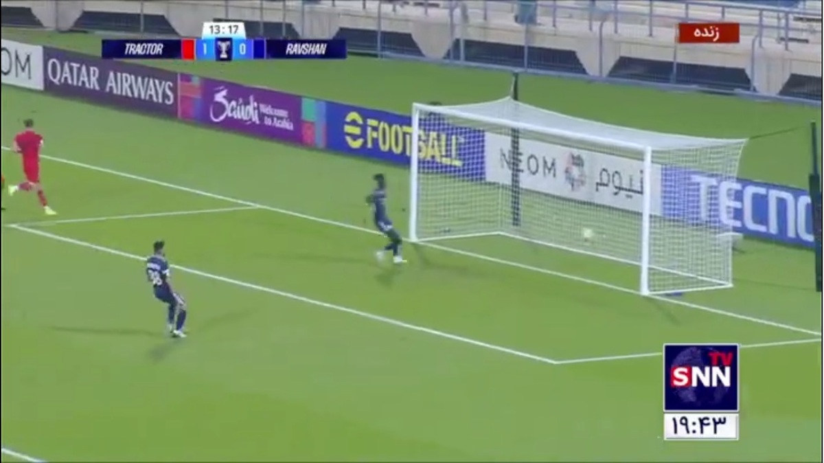 گل دوم تراکتور به روشن تاجیکستان در دقیقه ۱۴