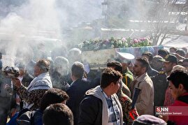 آیین تشییع و خاکسپاری شهید گمنام در شهر هوره از توابع چهارمحال و بختیاری