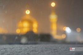 بار‌ش برف در بارگاه منور رضوی