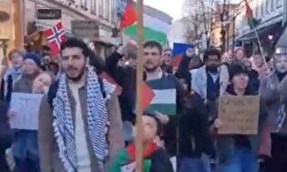 راهپیمایی دانشجویان طرفدار فلسطین در لیلهامر نروژ