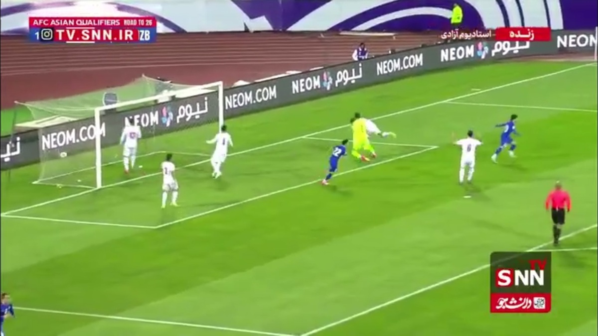 گل اول ازبکستان به تیم ملی ایران در دقیقه 16 توسط ارکینوف