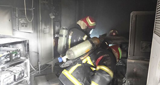 مهار آتش سوزی اتاقک ups در محوطه بیمارستان آریا رشت