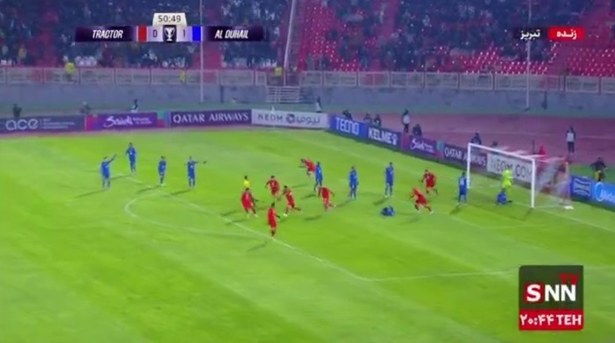 گل اول تراکتور به الدحیل توسط شجاع خلیل زاده در دقیقه ۵۰/ تراکتور ۱ - ۱ الدحیل