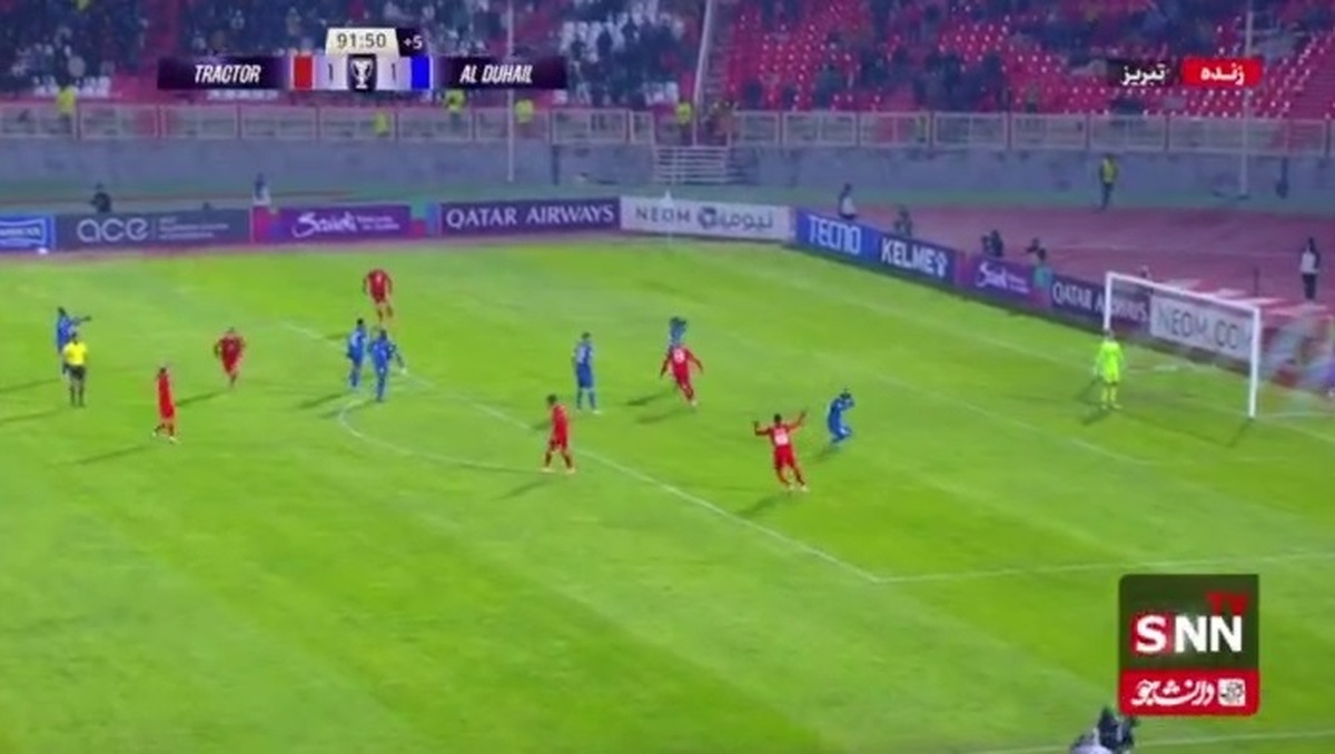 گل دوم تراکتور به الدحیل توسط امیرحسین حسینزاده در دقیقه ۱+۹۰ / / تراکتور ۲ - ۱ الدحیل