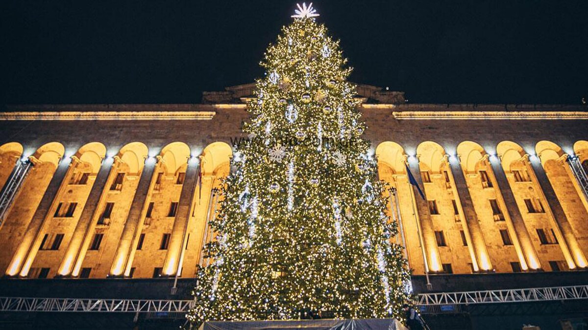 درخت اصلی سال نو در گرجستان سوخت