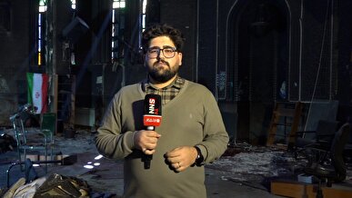 روایت خبرنگار SNNTV از حجم آتش سوزی مسجد ابوذر تهران در پی حملات تروریستی اخیر + فیلم