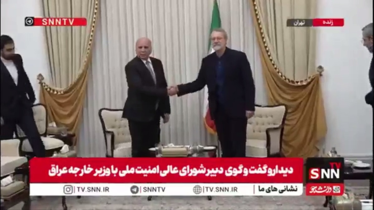 دیدار و رایزنی علی لاریجانی دبیرکل شورای عالی امنیت ملی با فواد حسین وزیر امورخارجه عراق در مورد روابط فی مابین و مسائل منطقه