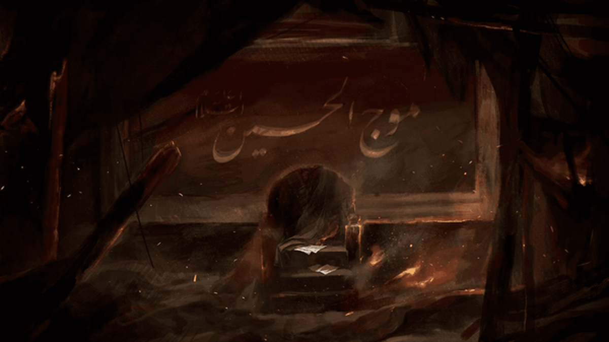 حسن روح‌الامین حسینیه سوخته موج الحسین را نقاشی کرد