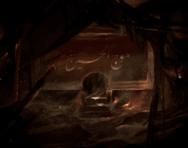 حسن روح&zwnj;الامین حسینیه سوخته موج الحسین را نقاشی کرد