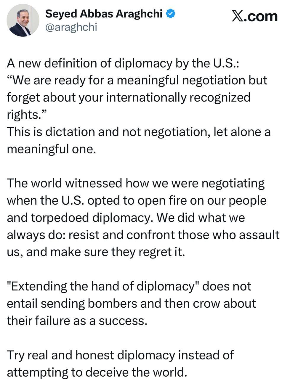 کنایه وزیر امور خارجه به تعریف جدید آمریکا از دیپلماسی + عکس