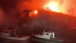 آتش‌سوزی در اسکله تاریخی آمریکا