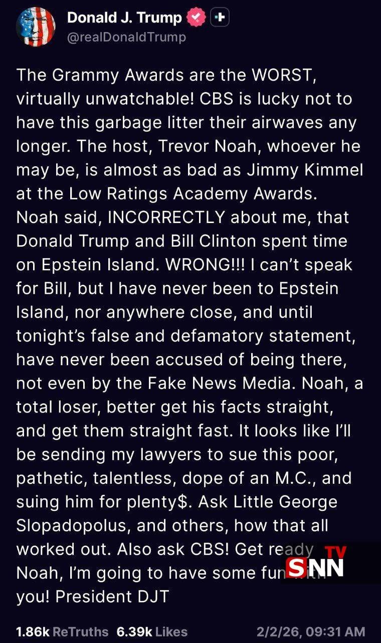 کسی نباید از ترامپ انتقاد کند/ جوایز گرمی غیرقابل تماشا است! + عکس