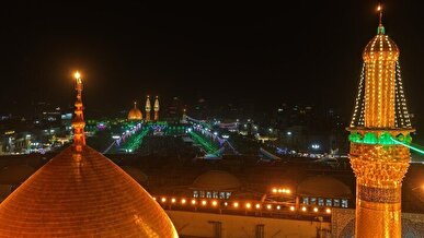 تصاویر هوایی از چراغانی کربلا در شب نیمه شعبان + عکس