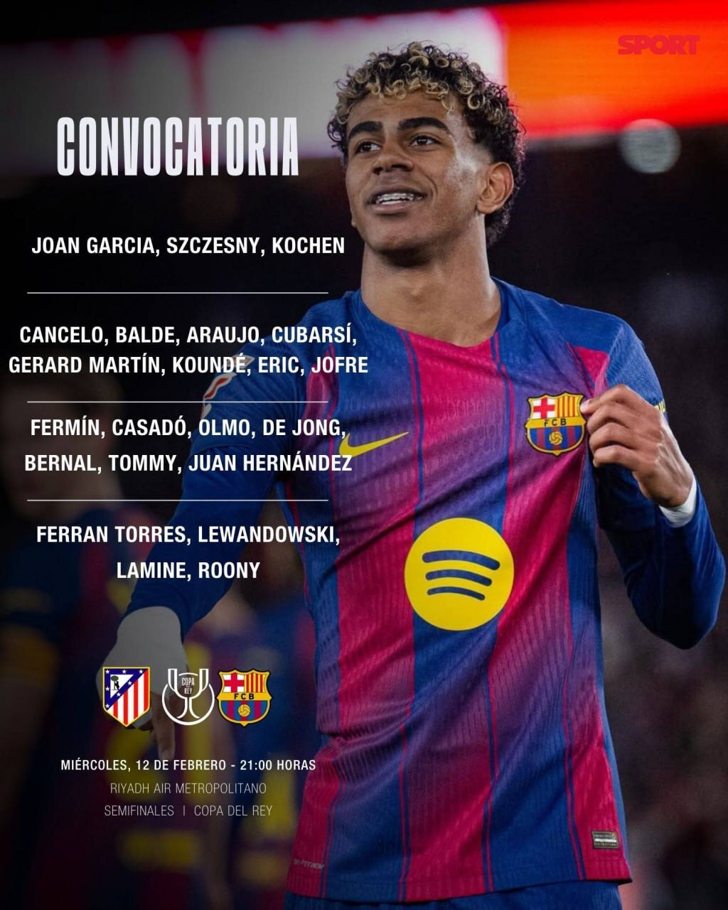 لیست بارسلونا برای نیمه نهایی جام حذفی اسپانیا
