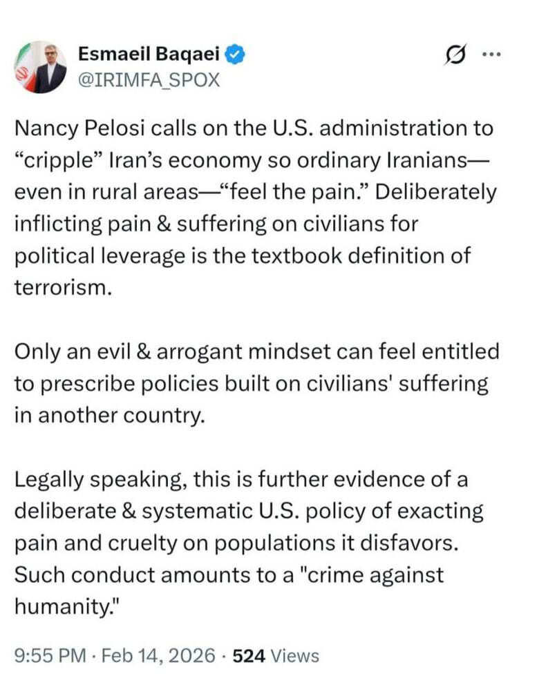 سخنگوی وزارت امور خارجه: اعمال فشار اقتصادی و تحمیل رنج بر مردم ایران، جنایت علیه بشریت است