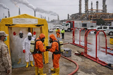 برگزاری رزمایش پدافند غیرعامل شیمیایی در عسلویه / افزایش آمادگی برای مقابله با حوادث